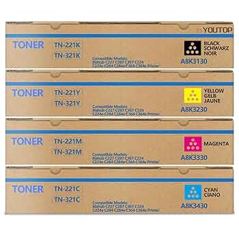 コニカミノルタ トナー TN221K TN221M ブラック マゼンダ Amazon.com: YOUTOP 4PK TN-221 TN221 Toner Cartridge